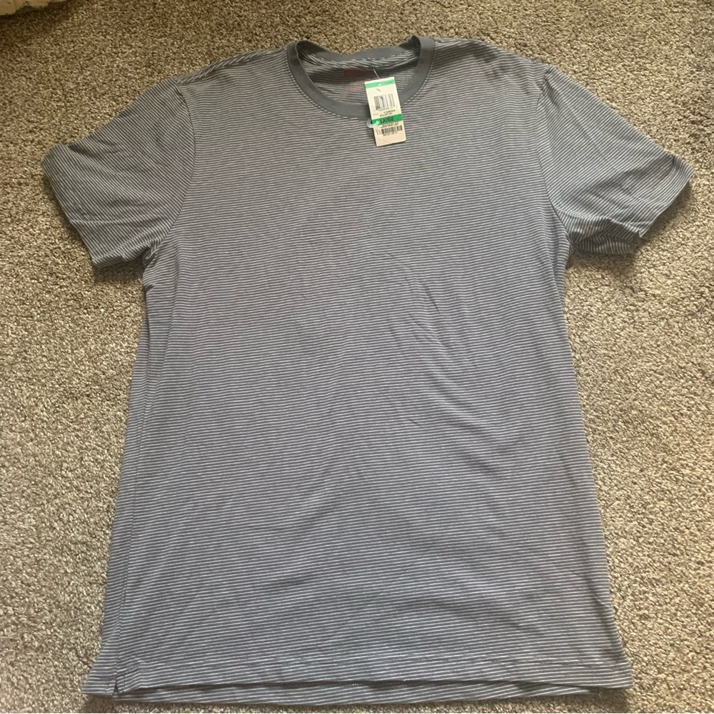 NWT Men’s Alfani Gray White Striped Shirt Large Modern Fit